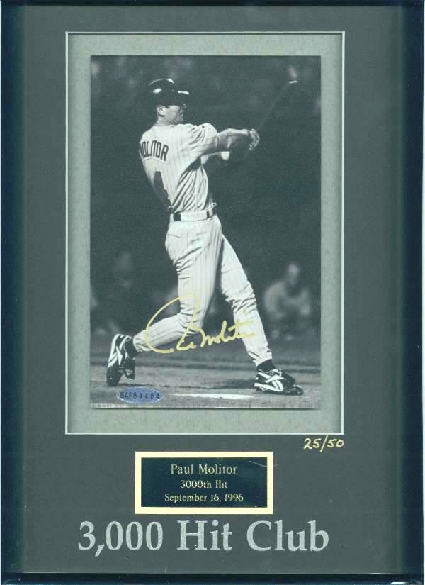  Paul Molitor - UDA LIMITED EDITION Autographed 3,000 Hit Club photo (Brewe Baseball cards value