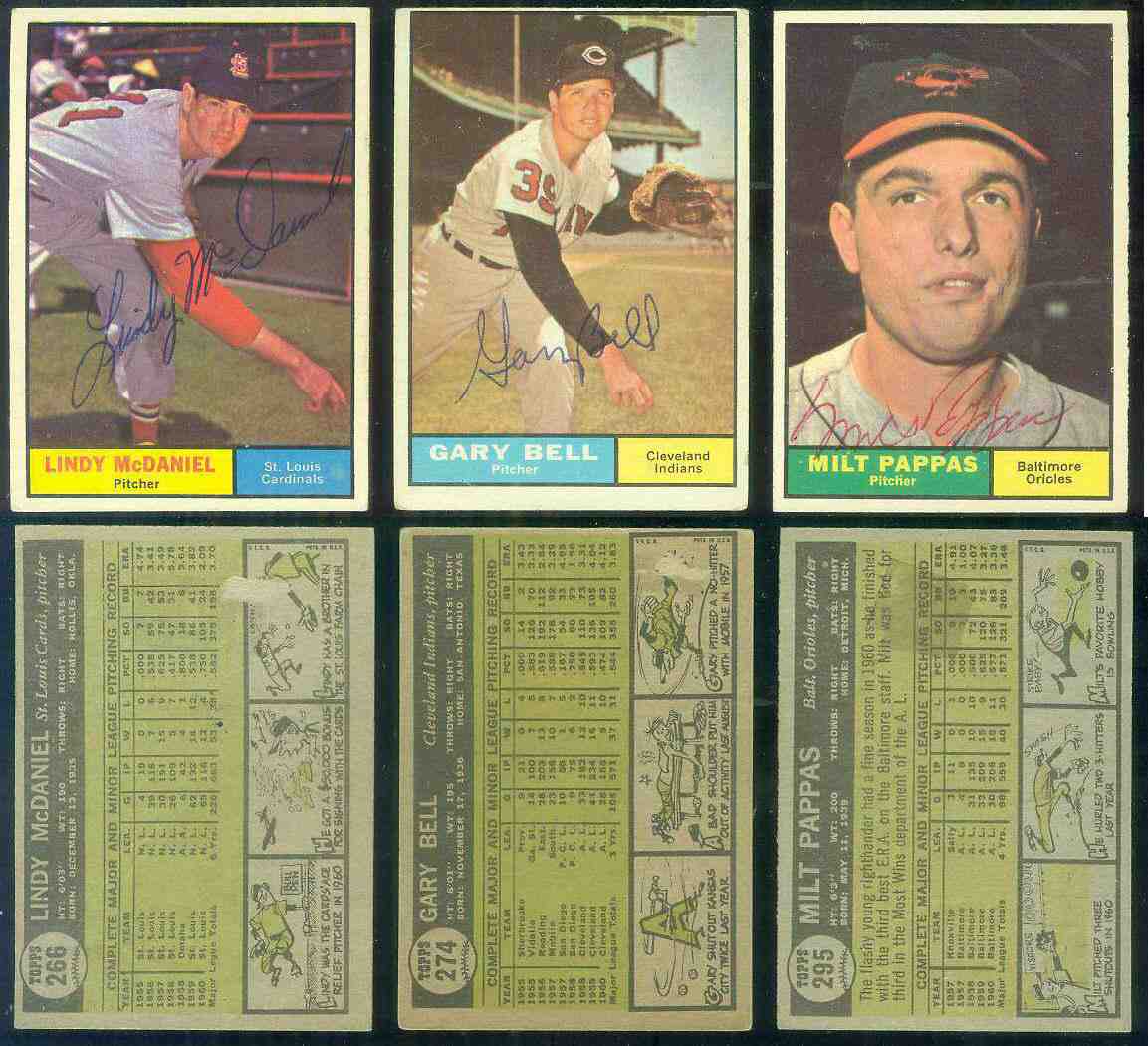 1961 Topps AUTOGRAPHED #266 Lindy McDaniel PSA/DNA LOA (Cardinals,deceased) Baseball cards value