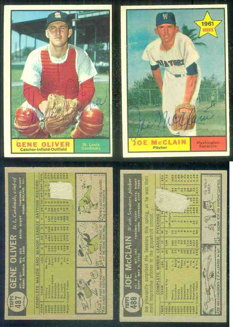 1961 Topps AUTOGRAPHED #488 Joe McClain w/PSA/DNA Auction LOA (Senators) [d Baseball cards value