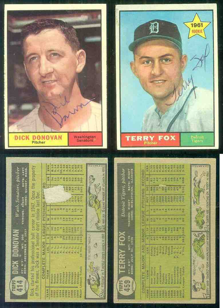 1961 Topps AUTOGRAPHED #414 Dick Donovan w/PSA/DNA LOA (Senators,deceased) Baseball cards value