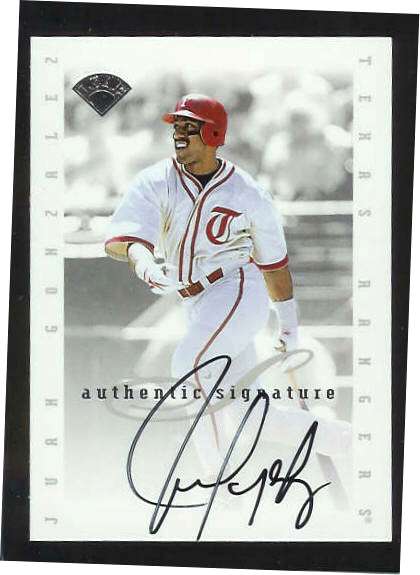  Juan Gonzalez - 1996 Leaf Signatures AUTOGRAPH SHORT PRINT (Rangers) Baseball cards value