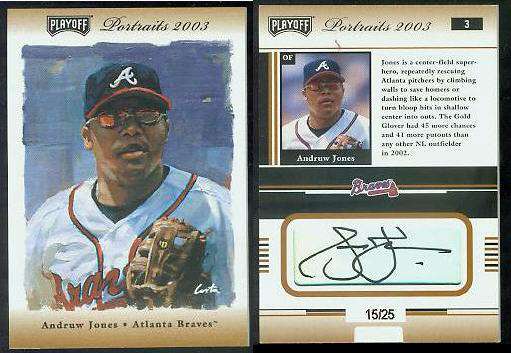  Andruw Jones - 2003 Playoff Portraits #.3 AUTOGRAPH (Braves) Baseball cards value