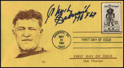  Chuck Bednarik - AUTOGRAPHED 1984 Jim Thrope FIRST DAY ISSUE cachet Football cards value
