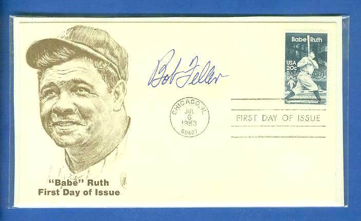  Bob Feller - AUTOGRAPHED 1983 Babe Ruth 1ST DAY ISSUE commemorative cachet Baseball cards value