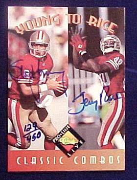   Jerry Rice/Steve Young - 1994 Classic ProLine Live DUAL AUTOGRAPHED Football cards value