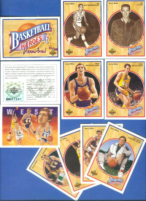  Jerry West - UDA AUTOGRAPHED - 1992 Upper Deck Heroes Set (Lakers) Basketball cards value