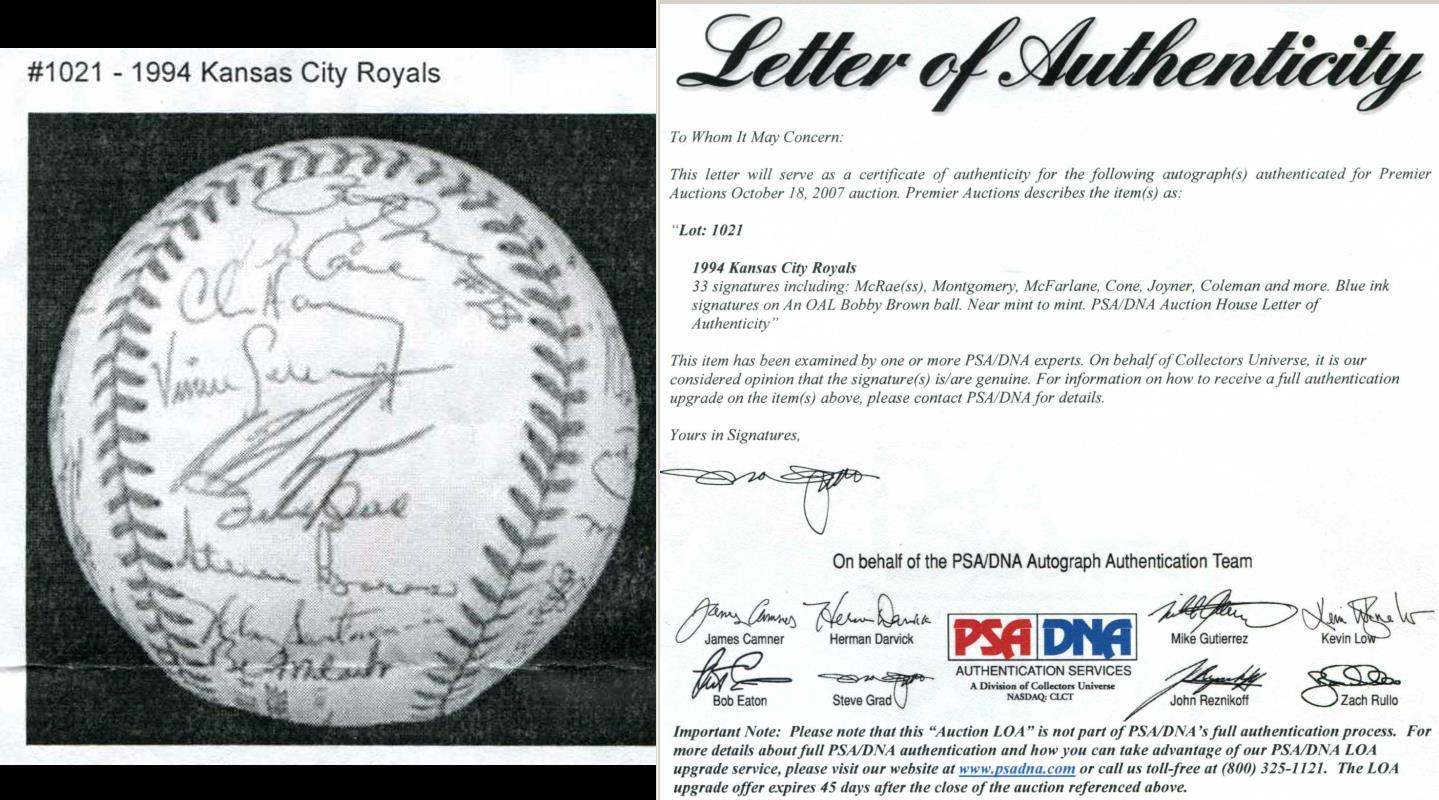  1994 Royals - Team Signed/AUTOGRAPHED baseball [#ed10a] w/33 Signatures Baseball cards value