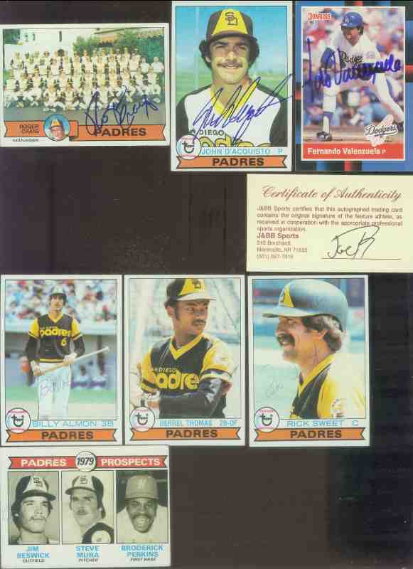 1979 Topps  - Lot of (4) Padres AUTOGRAPHED cards Baseball cards value