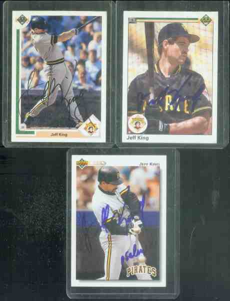 1990,1991,1992 Upper Deck Jeff King - Lot of (3) AUTOGRAPHED cards Baseball cards value