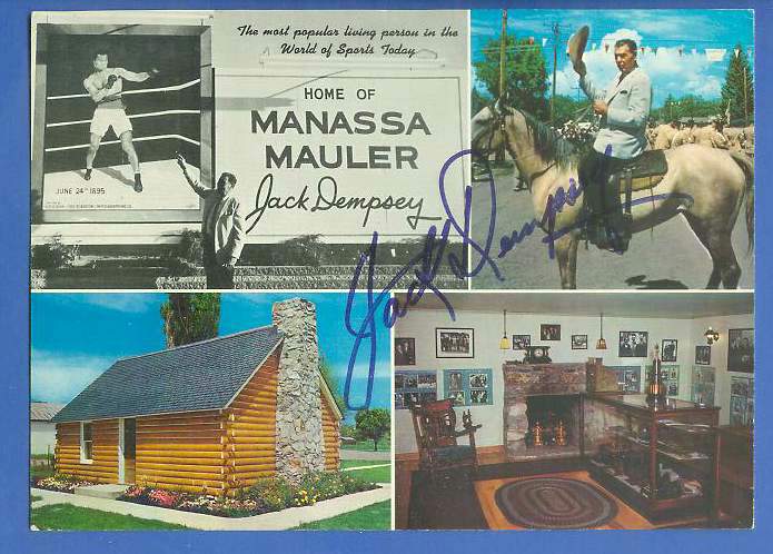  Jack Dempsey - AUTOGRAPHED 6x9 Jumbo Vintage Postcard [BOXING] Baseball cards value