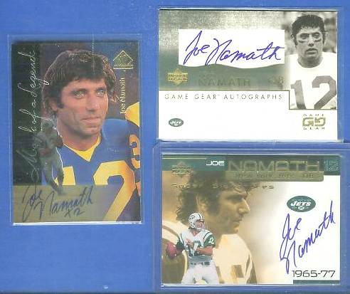  Joe Namath - 1997 SP Authentic 'MARK OF A LEGEND' AUTOGRAPH Football cards value
