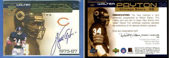 Walter Payton - 1999 Upper Deck 'Super Signatures' GOLD AUTOGRAPH #WP Football cards value