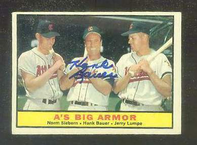 1961 Topps AUTOGRAPHED #119 Hank Bauer 'A's Big Armor' PSA/DNA (deceased) [ Baseball cards value