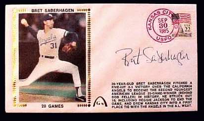  Bret Saberhagen - 1985 AUTOGRAPHED Gateway Cachet 20 GAMES 9/30/85 (Royals Baseball cards value