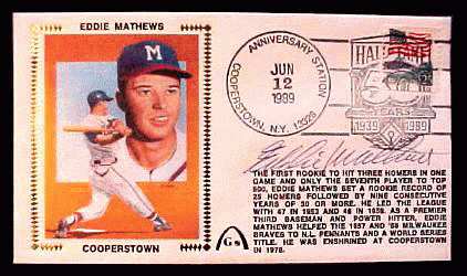  Eddie Mathews - 1989 AUTOGRAPHED Gateway Cachet 'COOPERSTOWN' (Braves) Baseball cards value
