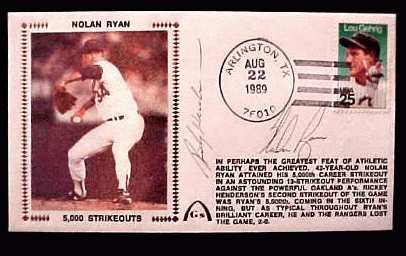 Nolan Ryan - 1989 AUTOGRAPHED Gateway Cachet '5,000 STRIKEOUTS' Baseball cards value