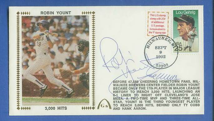  Robin Yount - 1992 DUAL AUTOGRAPHED Gateway Cachet '3,000 HITS' Baseball cards value