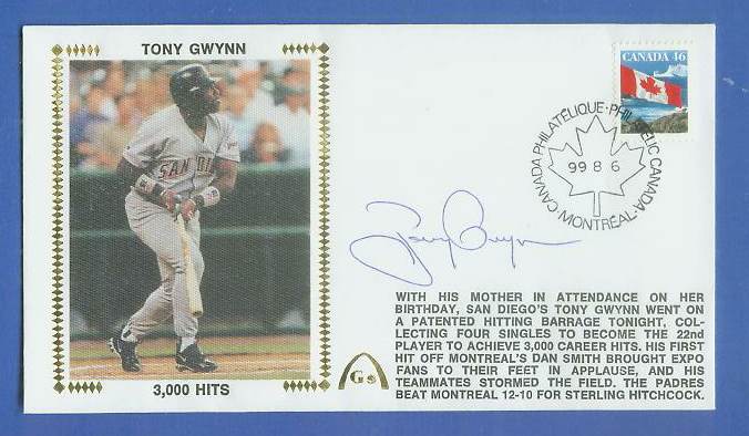 Tony Gwynn - 1999 AUTOGRAPHED Gateway Cachet '3,000 HITS' Baseball cards value