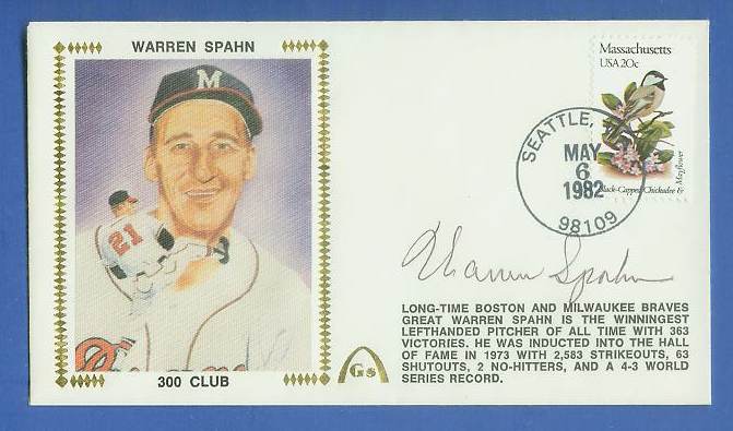  Warren Spahn - 1982 AUTOGRAPHED Gateway Cachet '300 CLUB' Baseball cards value