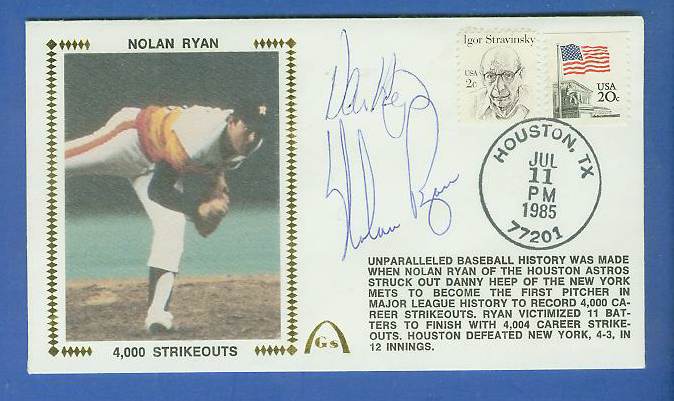  Nolan Ryan - 1985 DUAL AUTOGRAPHED Gateway Cachet '4,000 STRIKEOUTS' Baseball cards value