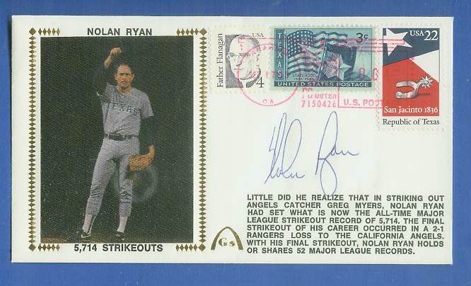  Nolan Ryan - 1983 AUTOGRAPHED Gateway Cachet '5,714 STRIKEOUTS' Baseball cards value