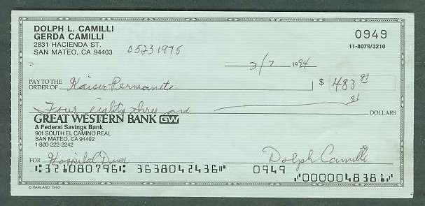  Dolph Camilli - Autographed official Bank Check (Dodgers) Baseball cards value