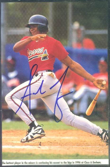  Andruw Jones - Autographed BLUE  sig. Magazine Photo [#g] (4-1/2x7) Baseball cards value