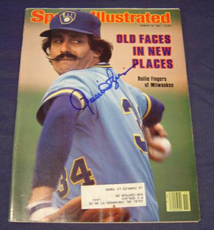  Rollie Fingers - AUTOGRAPHED 1981 SPORTS ILLUSTRATED (Brewers) Baseball cards value