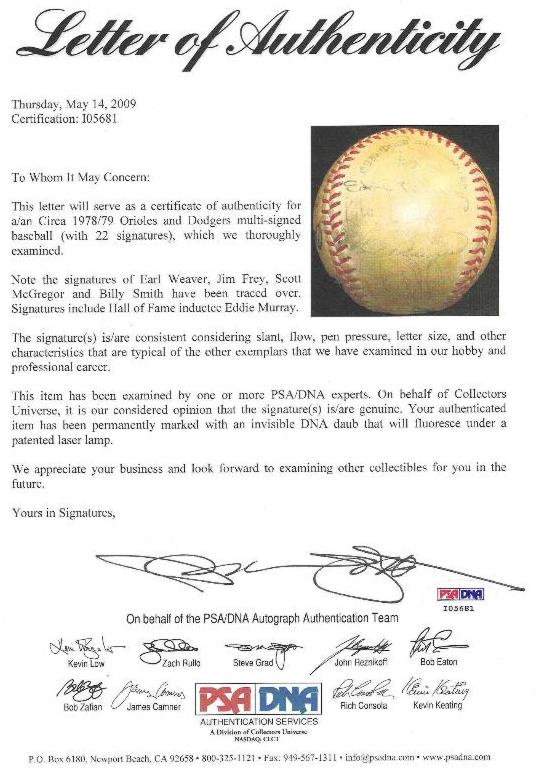  1978/79 Dodgers/Orioles -Autographed Team Baseball[#ed3-03] 22 signatures Baseball cards value