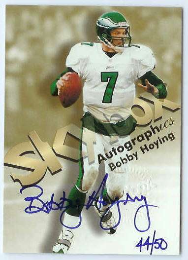  Bobby Hoying - 1998 SkyBox Premium 'Autographics' BLUE AUTOGRAPH Football cards value