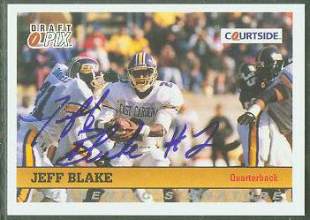  Jeff Blake - 1992 Courtside #105 AUTOGRAPHED insert Football cards value