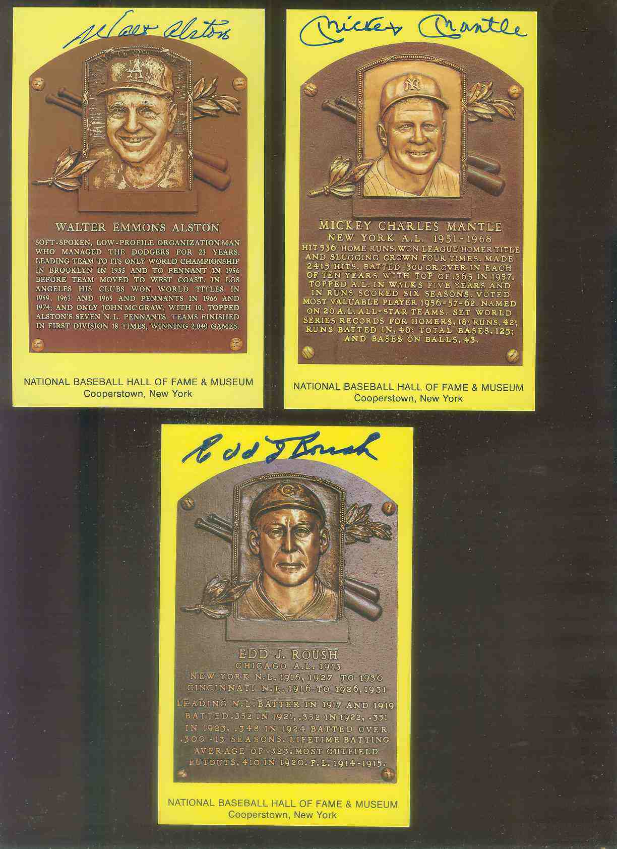  Mickey Mantle - AUTOGRAPHED (LOA) Hall-of-Fame Gold Plaque Postcard Baseball cards value