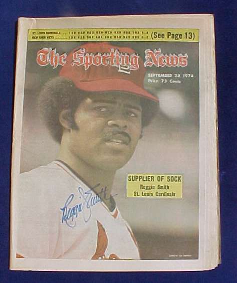  Reggie Smith - AUTOGRAPHED SPORTING NEWS (Sept. 28,1974) (Cardinals) Baseball cards value