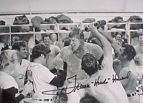  Frank Howard - Autographed Clubhouse Celebration Photo Baseball cards value