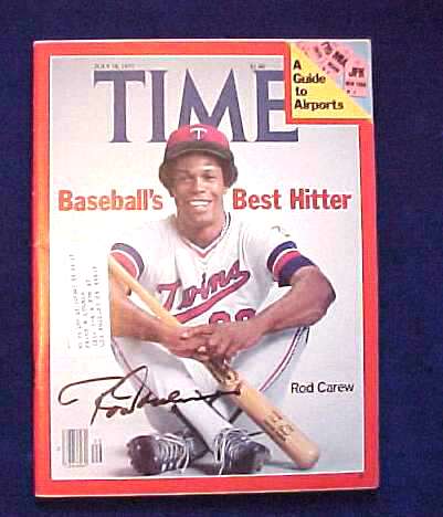  Rod Carew - AUTOGRAPHED 1977 TIME Magazine (Twins) Baseball cards value