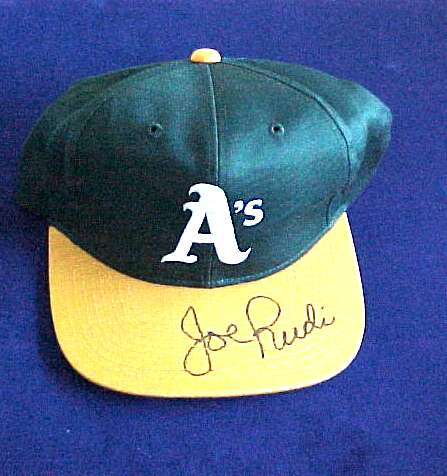  Joe Rudi - AUTOGRAPHED Baseball Cap (A's) Baseball cards value