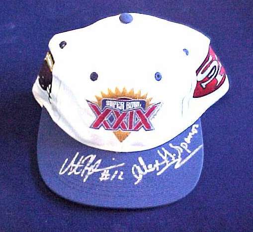  Alex Spanos/Stan Humphries - AUTOGRAPHED Super Bowl XXIX Baseball Cap Football cards value