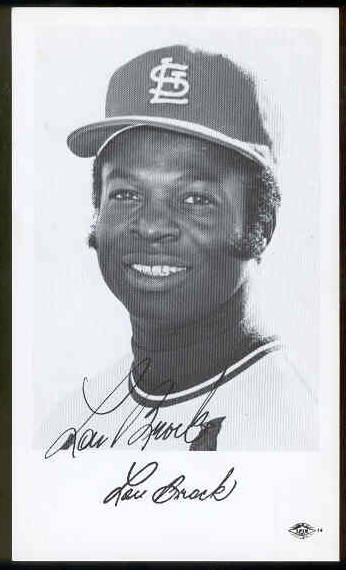  Lou Brock - AUTOGRAPHED Team-Issued Postcard (Cardinals) Baseball cards value