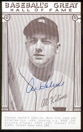  Al Kaline - AUTOGRAPHED 'Baseball's Great' Exhibit Card (Tigers) Baseball cards value