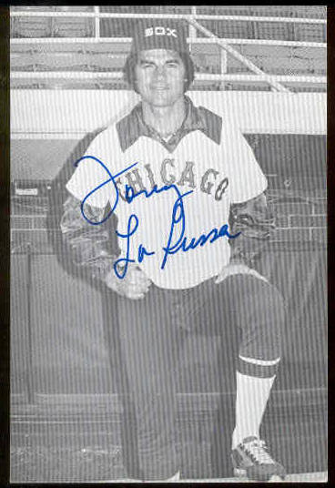  Tony LaRussa - AUTOGRAPHED Team-Issued Postcard (White Sox) Baseball cards value