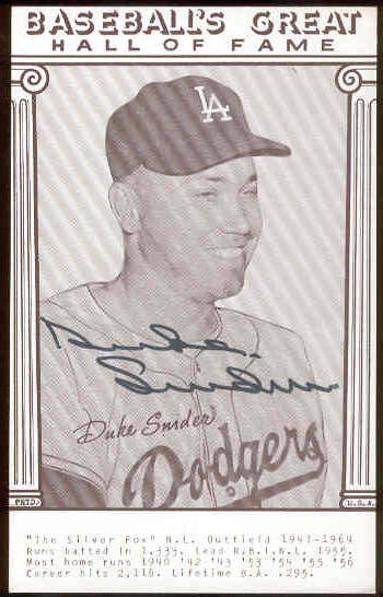 Duke Snider - AUTOGRAPHED 'Baseball's Great' Exhibit Card (Dodgers) Baseball cards value