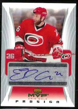  2003-04 UD MVP #PS-EC Erik Cole 'PROSIGN' AUTOGRAPH Hockey cards value