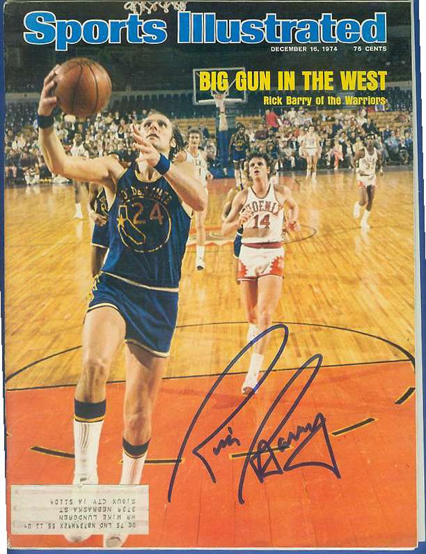  Rick Barry - AUTOGRAPHED 1974 SPORTS ILLUSTRATED (Warriors) Basketball cards value