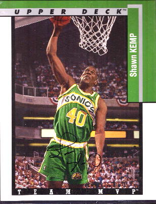  Shawn Kemp - UDA AUTOGRAPHED LIMITED EDTION 1994-95 Blow-up 8x10 (Sonics) Basketball cards value