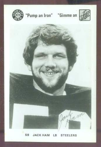  Jack Ham - Autographed 'IRON CITY BEER' 5x7 B&W Football cards value