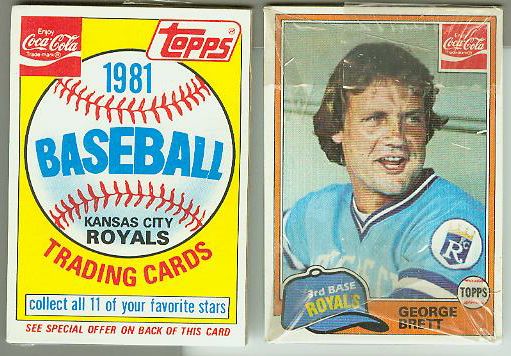  1981 Topps/Coca-Cola cello pack - with GEORGE BRETT showing on TOP !!! Baseball cards value