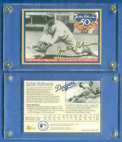 Jackie Robinson - 1997 Authentic Images 24kt GOLD SIGNATURE '50th Anniv.' Baseball cards value