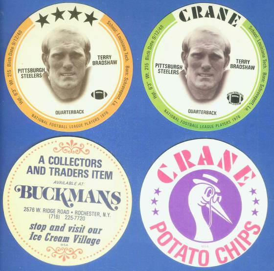 1976 Buckmans FB Disc # 3 Terry Bradshaw (Steelers) Football cards value