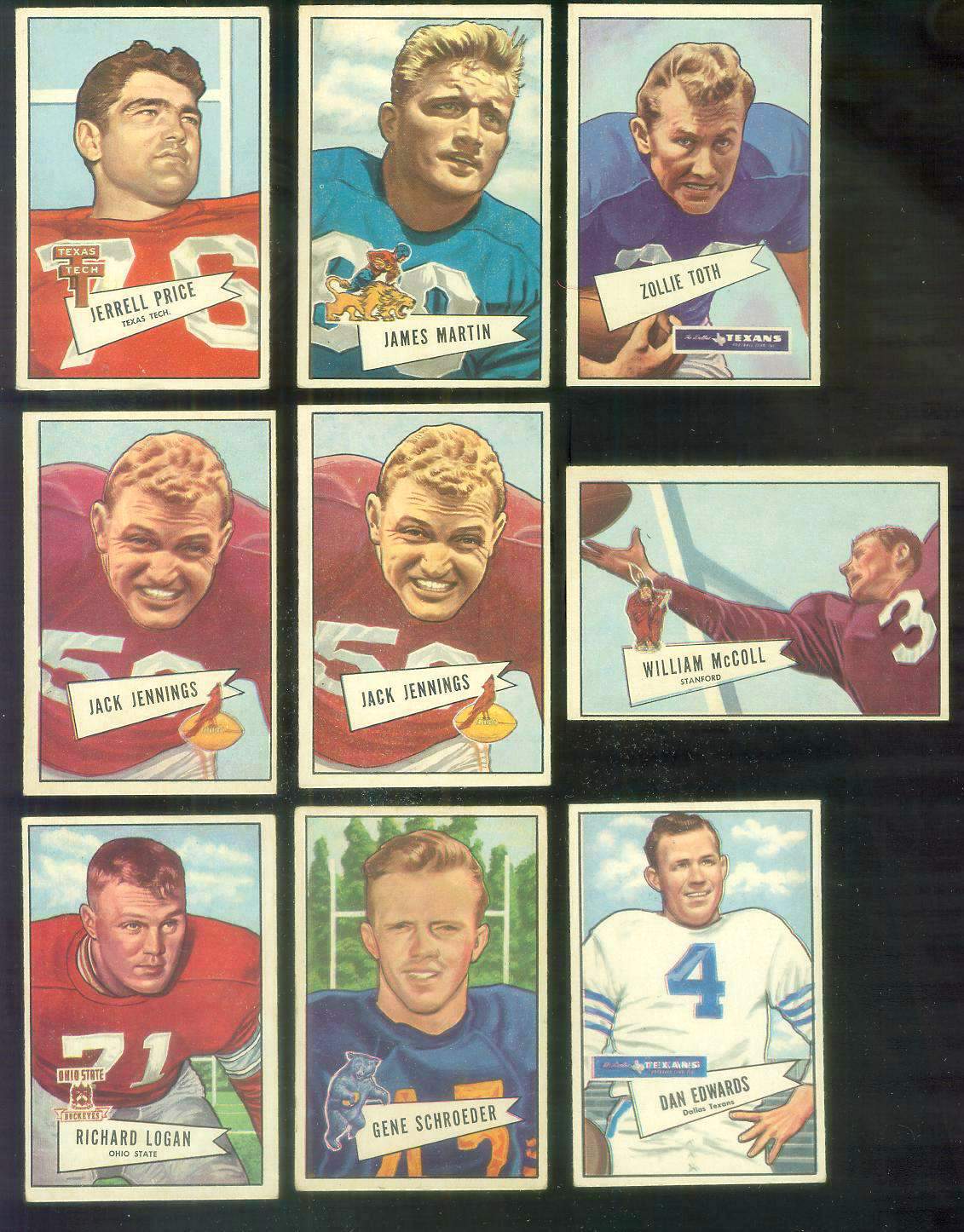 1952 Bowman Small FB # 52 Jim Martin (Lions) Football cards value