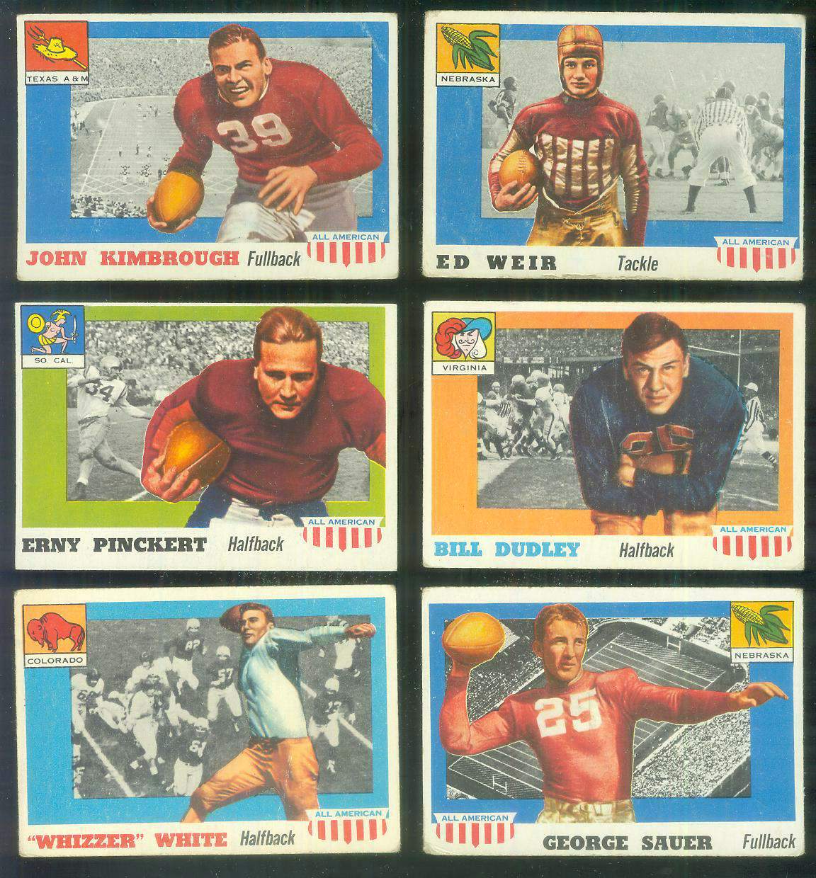 1955 Topps ALL-AMERICAN FB # 21B Whizzer White ROOKIE SHORT PRINT CORRECTED Football cards value